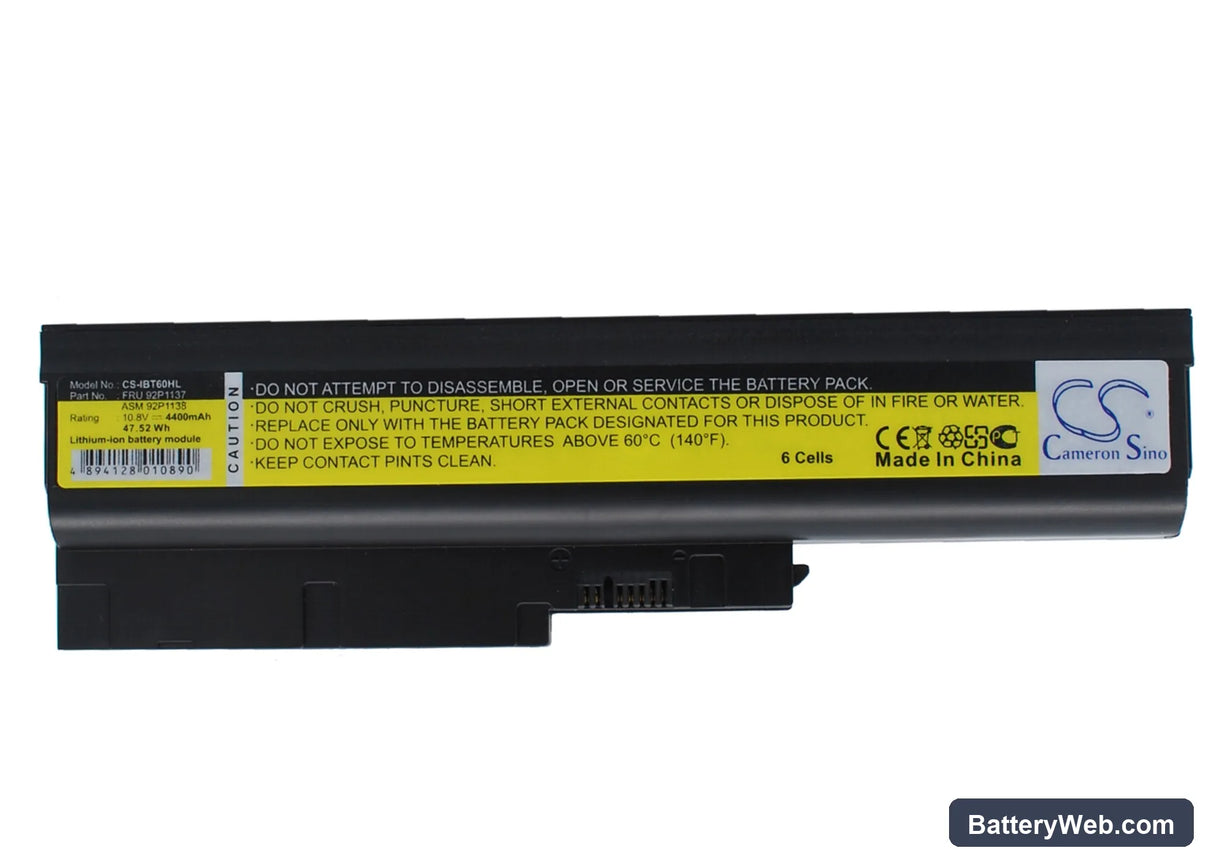 IBM ThinkPad R60 Replacement Battery, 10.8V, 4400mAh, Li-ion 1
