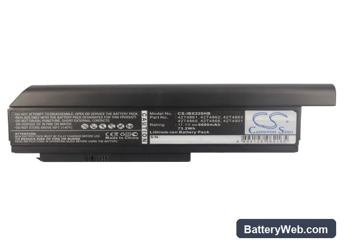 IBM ThinkPad X220 Replacement Battery, 11.1V, 6600mAh, Li-ion 5