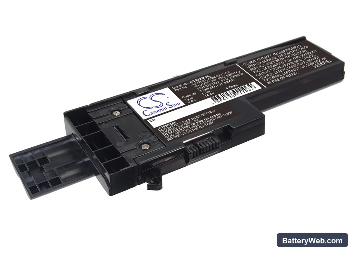 IBM ThinkPad X60 Replacement Battery, 14.4V, 2200mAh, Li-ion 2