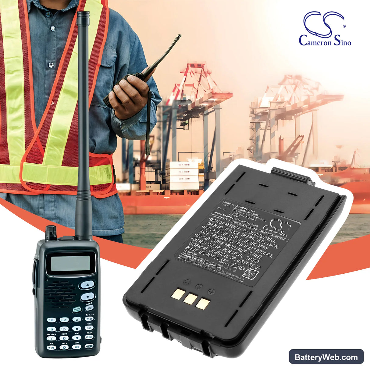 Icom IC-A5 Replacement Battery, 9.6V, 700mAh, Ni-MH 6