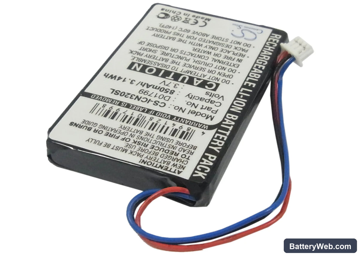 Navman iCN320 Replacement Battery, 3.7V, 850mAh, Li-ion 2