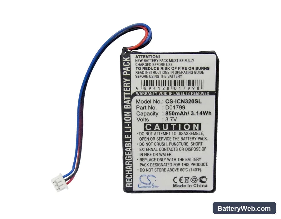 Navman iCN320 Replacement Battery, 3.7V, 850mAh, Li-ion 5