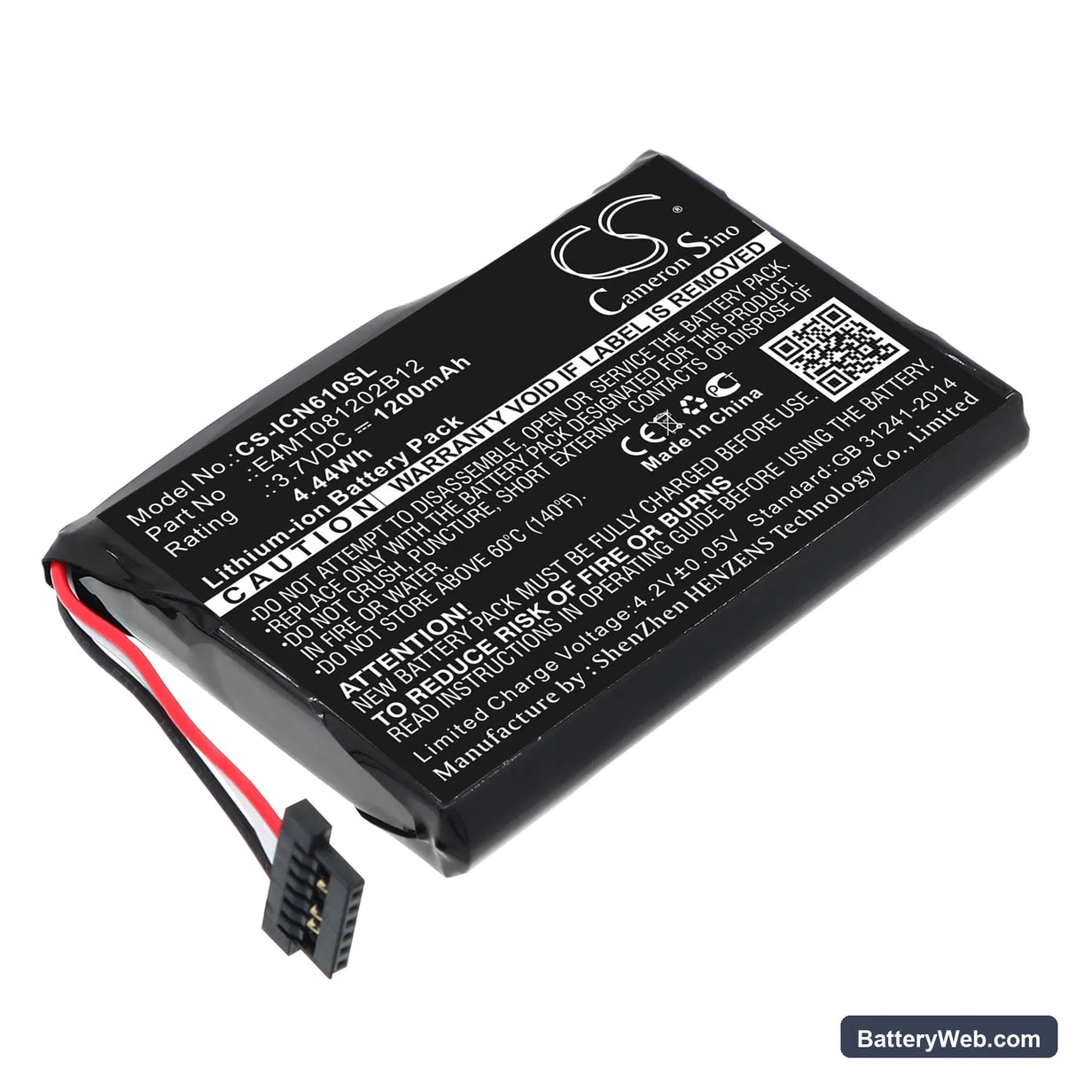 Navman N60i Navpix Replacement Battery, 3.7V, 1200mAh, Li-ion 1