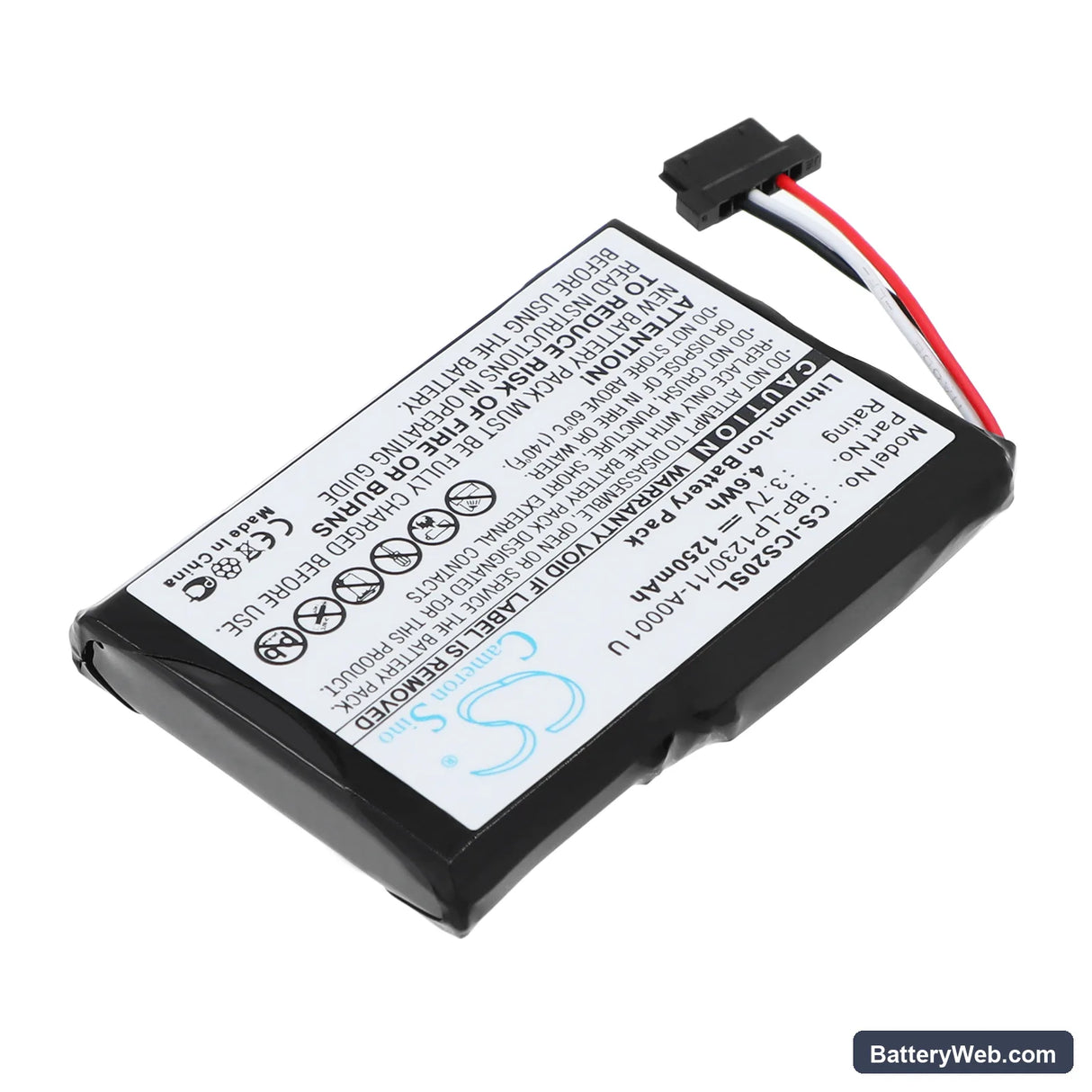 Navman S20 Replacement Battery, 3.7V, 1250mAh, Li-ion 2