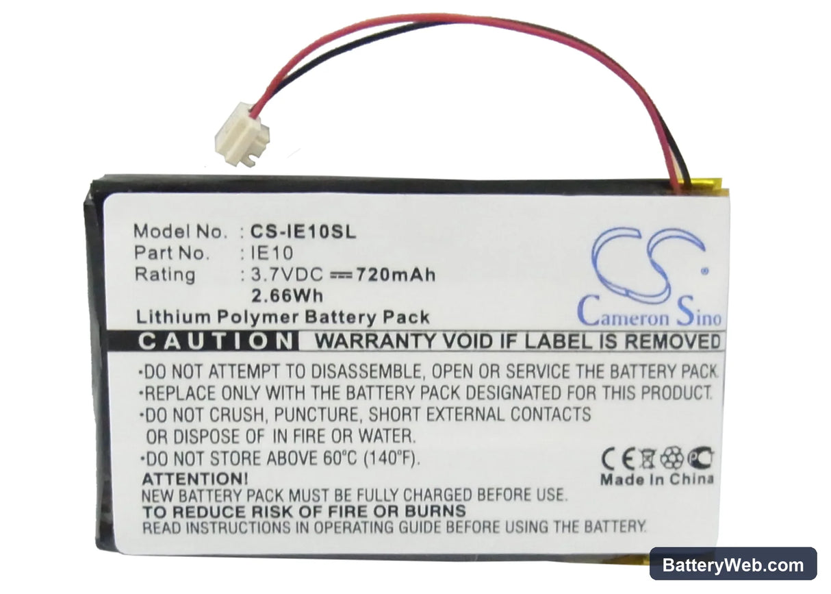 iRiver E10 Replacement Battery, 3.7V, 720mAh, Li-Polymer 5