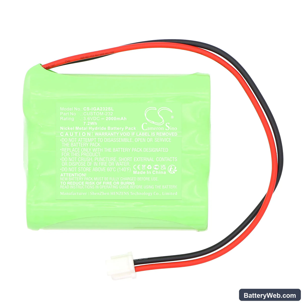 IGT AVP Replacement Battery, 3.6V, 2000mAh, Ni-MH 3