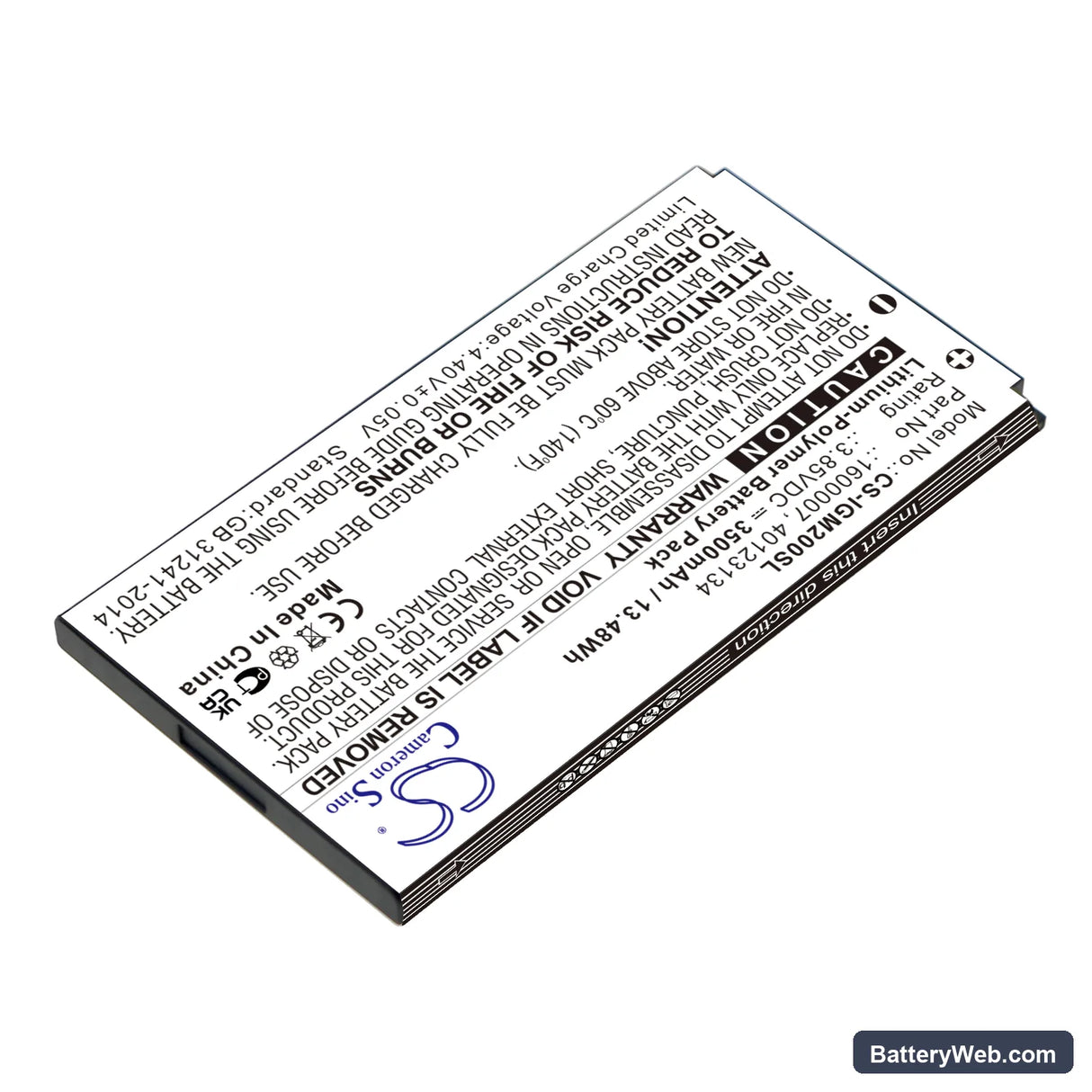 Inseego M2000 Replacement Battery, 3.85V, 3500mAh, Li-Polymer 2