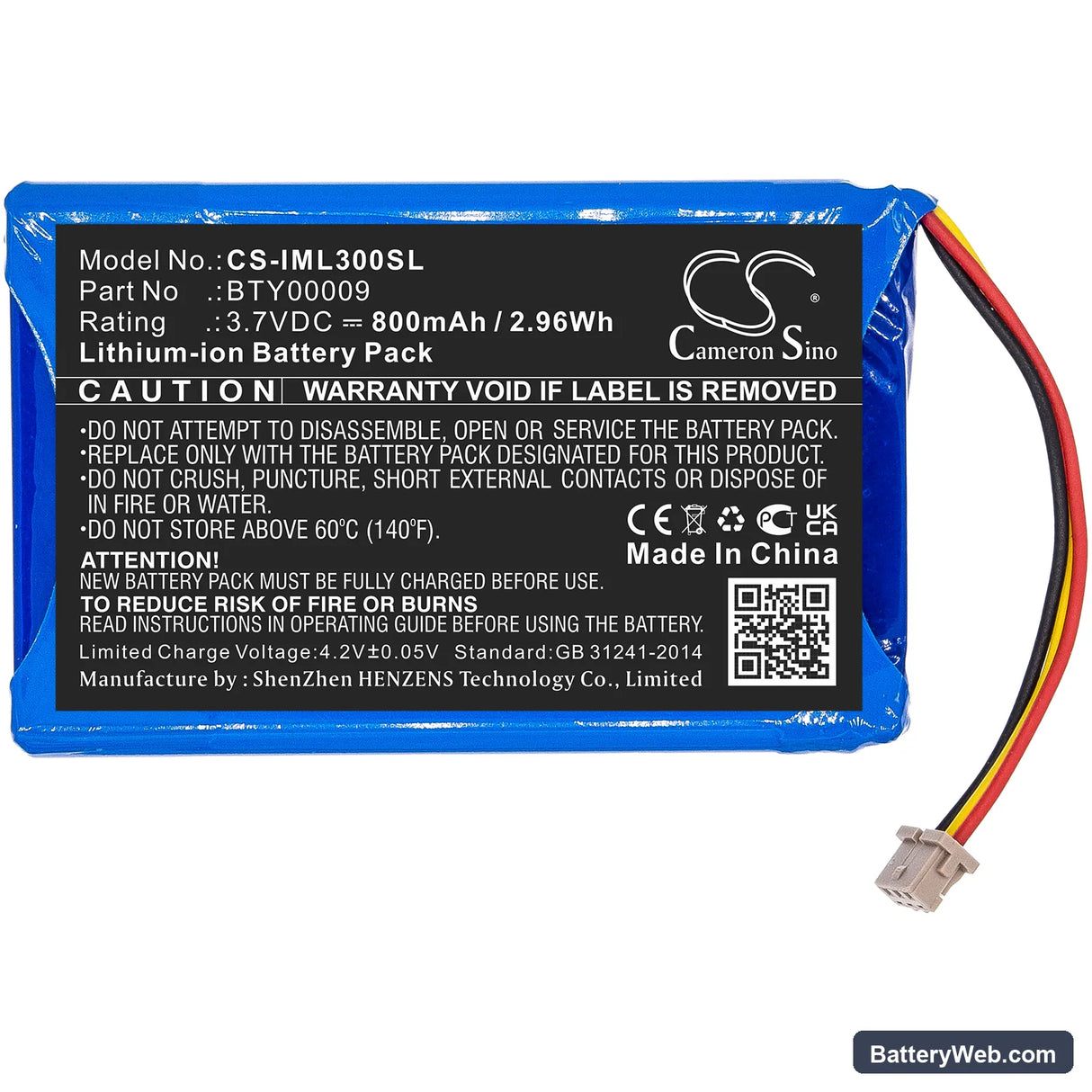 Ingenico Vital Act 3S Replacement Battery, 3.7V, 800mAh, Li-ion 3