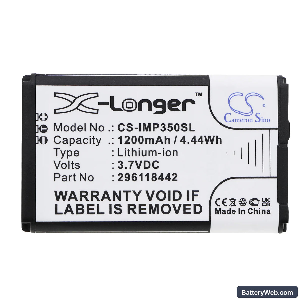 Ingenico iSMP Replacement Battery, 3.7V, 1200mAh, Li-ion 3