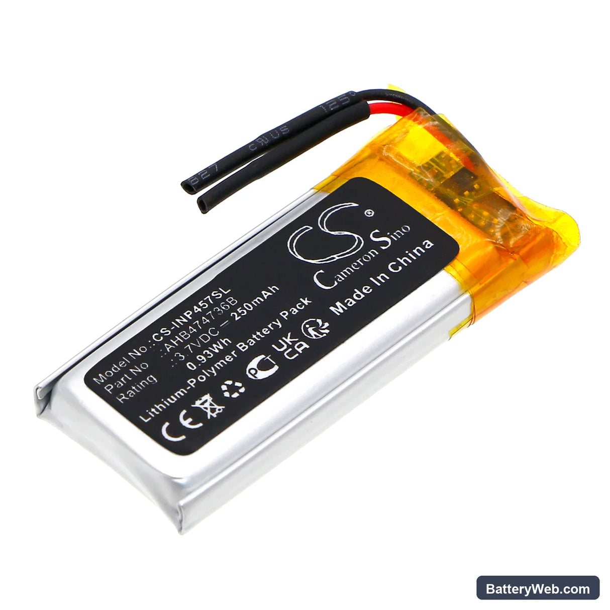 Ingenico RP457 Replacement Battery, 3.7V, 250mAh, Li-Polymer 1