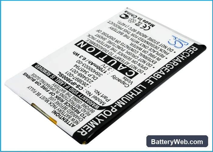 HP iPAQ H3800 Replacement Battery, 3.7V, 1700mAh, Li-Polymer 2