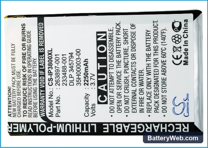 Ecom 39a-Ex Replacement Battery, 3.7V, 2250mAh, Li-Polymer 5