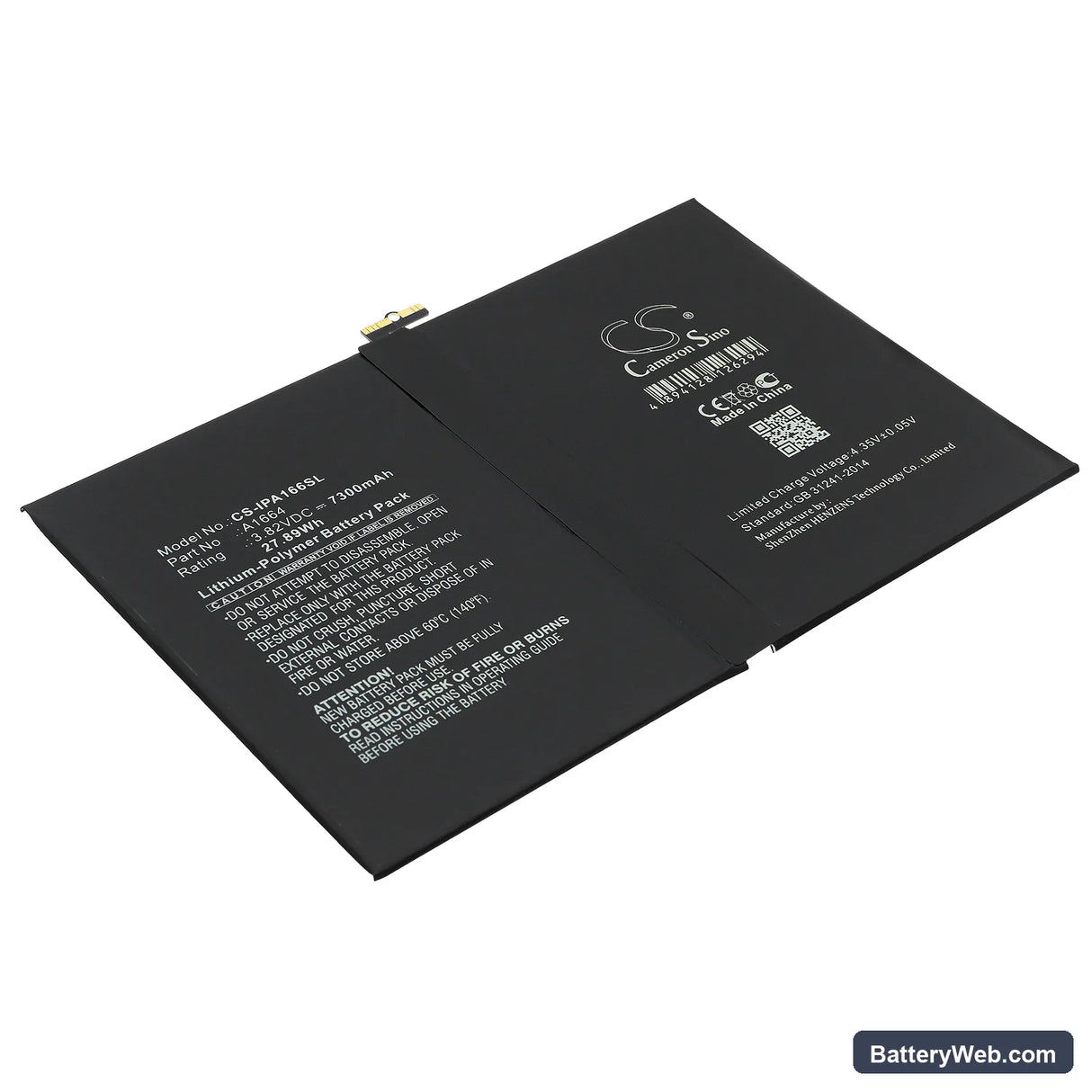 Apple iPad Pro 9.7 Replacement Battery, 3.82V, 7300mAh, Li-Polymer 1