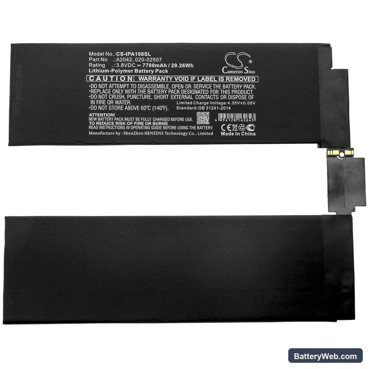 Apple iPad Pro 11 Replacement Battery, 3.8V, 7700mAh, Li-Polymer 3