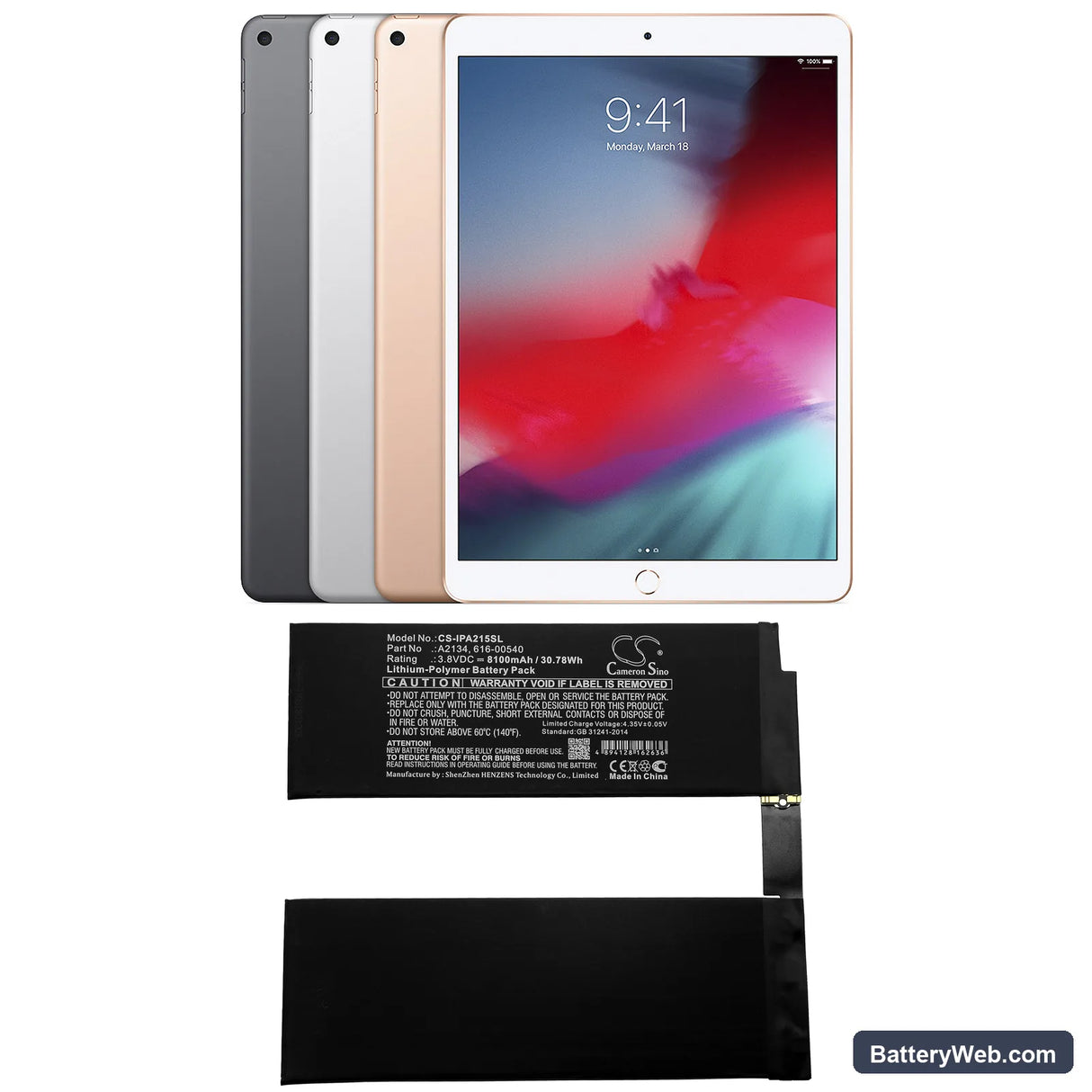 Apple iPad Air 3 Replacement Battery, 3.8V, 8100mAh, Li-Polymer 5
