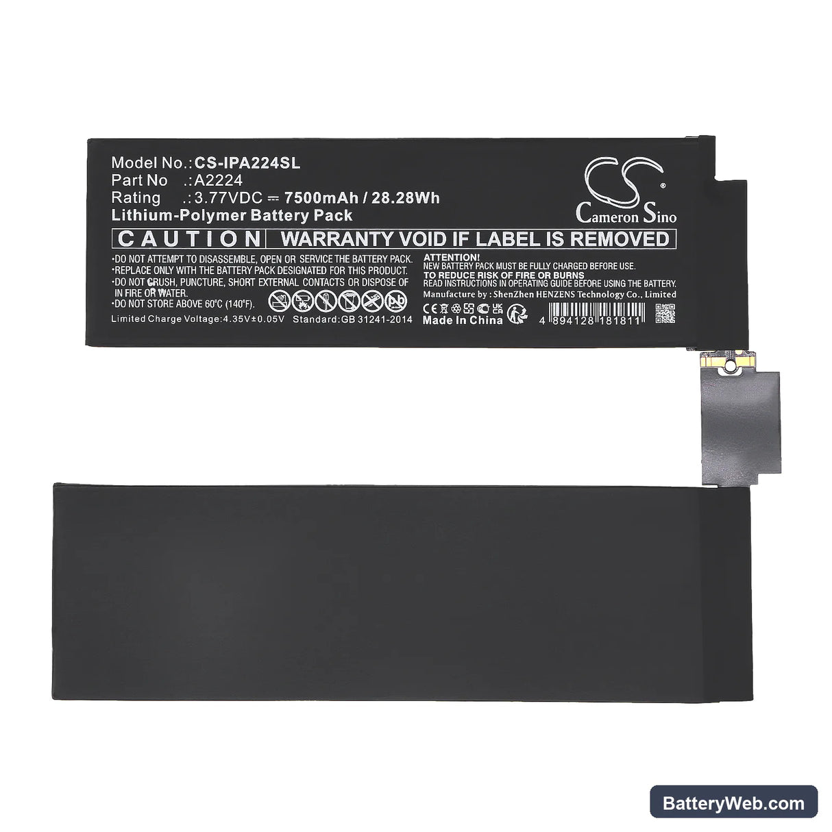 Apple iPad Pro 11 2020 Replacement Battery, 3.77V, 7500mAh, Li-Polymer 3