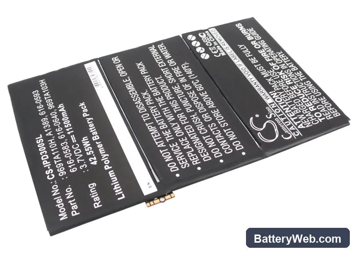 Apple iPad 3 Replacement Battery, 3.7V, 11500mAh, Li-Polymer 1