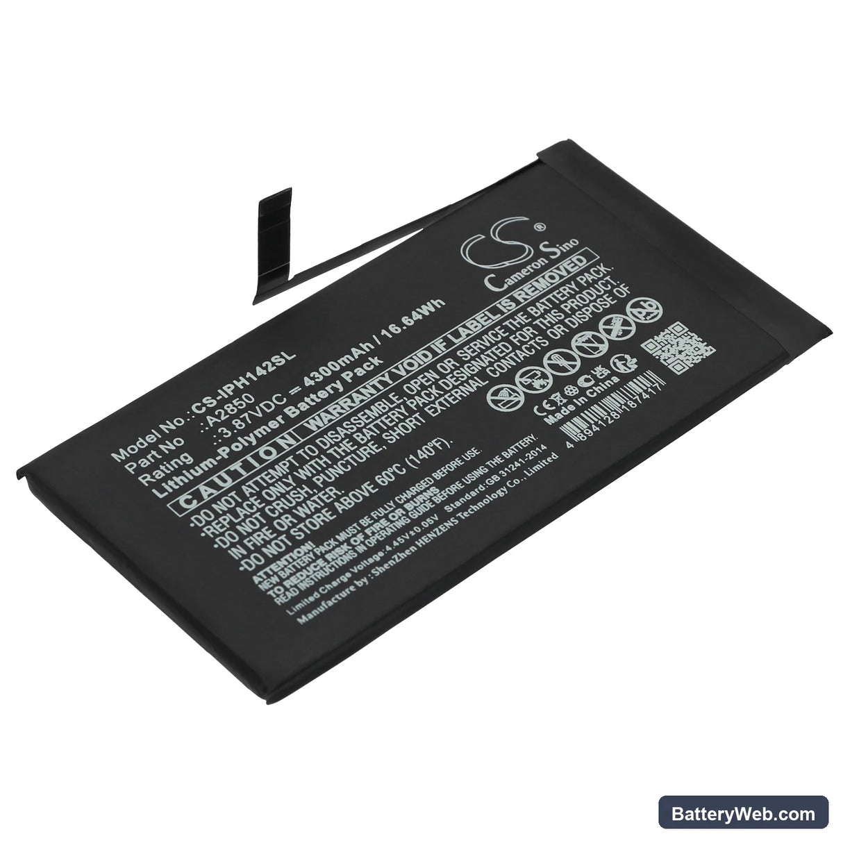 Apple iPhone 14 Plus Replacement Battery, 3.87V, 4300mAh, Li-Polymer 1