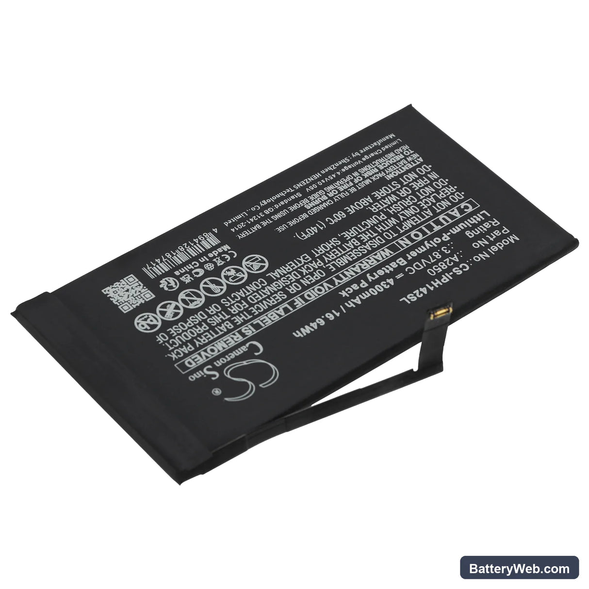Apple iPhone 14 Plus Replacement Battery, 3.87V, 4300mAh, Li-Polymer 2