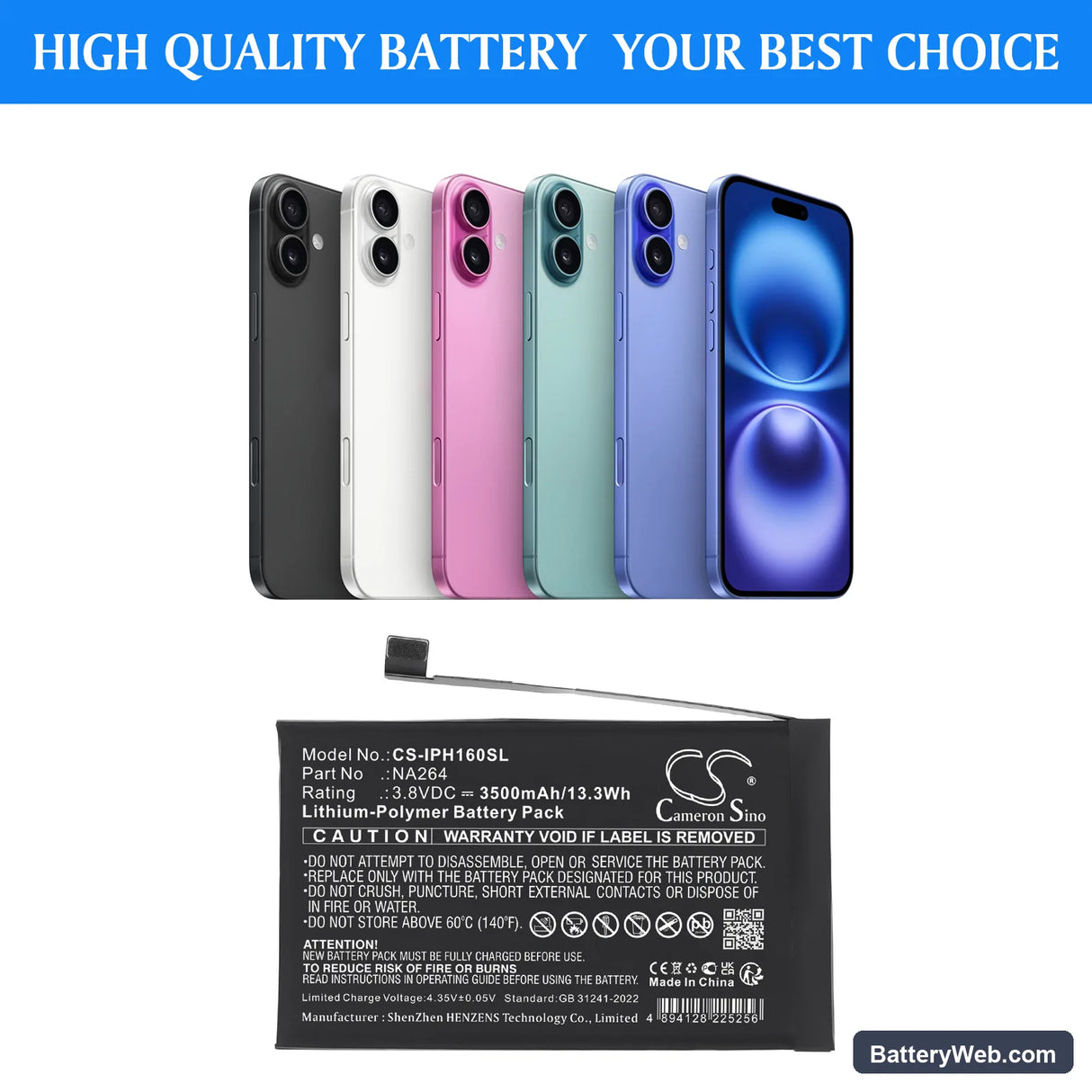 Apple A3081 Replacement Battery, 3.8V, 3500mAh, Li-Polymer 5