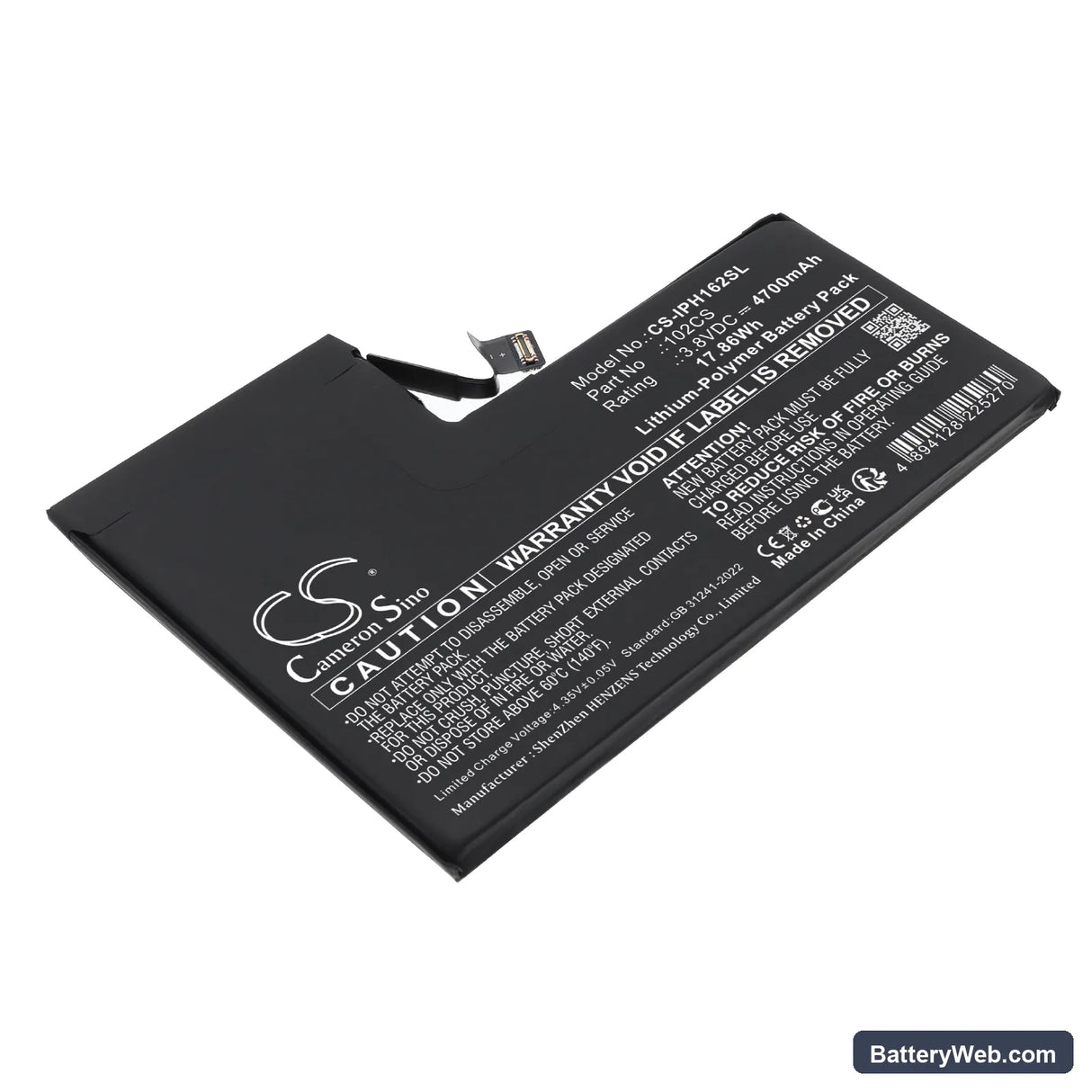 Apple A3084 Replacement Battery, 3.8V, 4700mAh, Li-Polymer 1