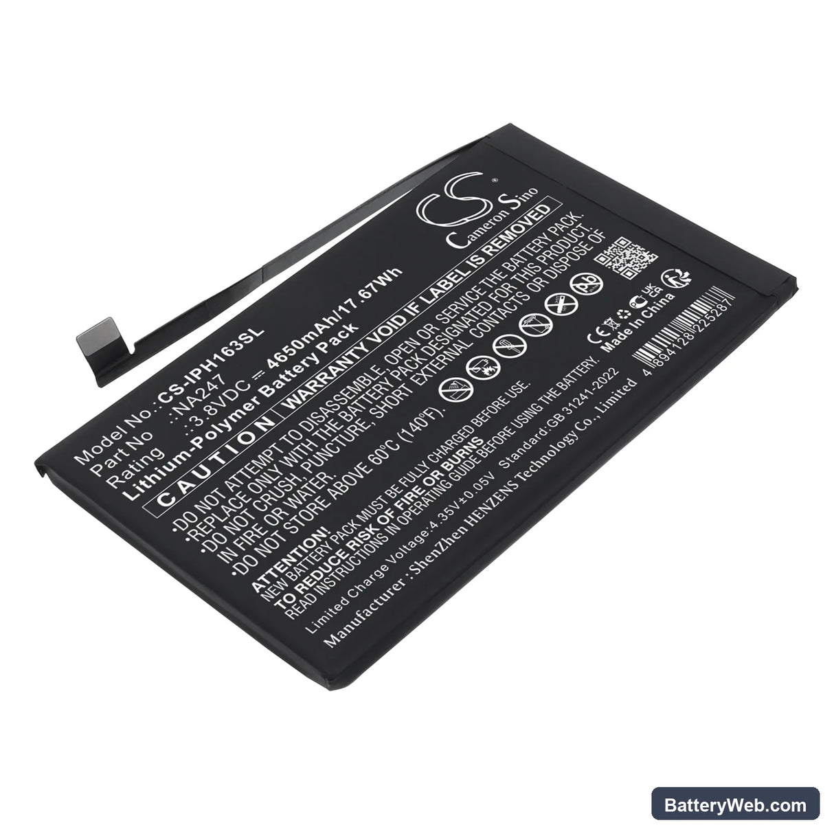 Apple A3082 Replacement Battery, 3.8V, 4650mAh, Li-Polymer 1