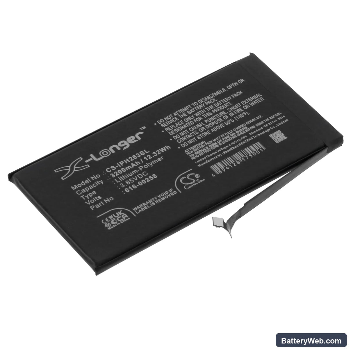 Apple iPhone 13 Replacement Battery, 3.85V, 3200mAh, Li-Polymer 1