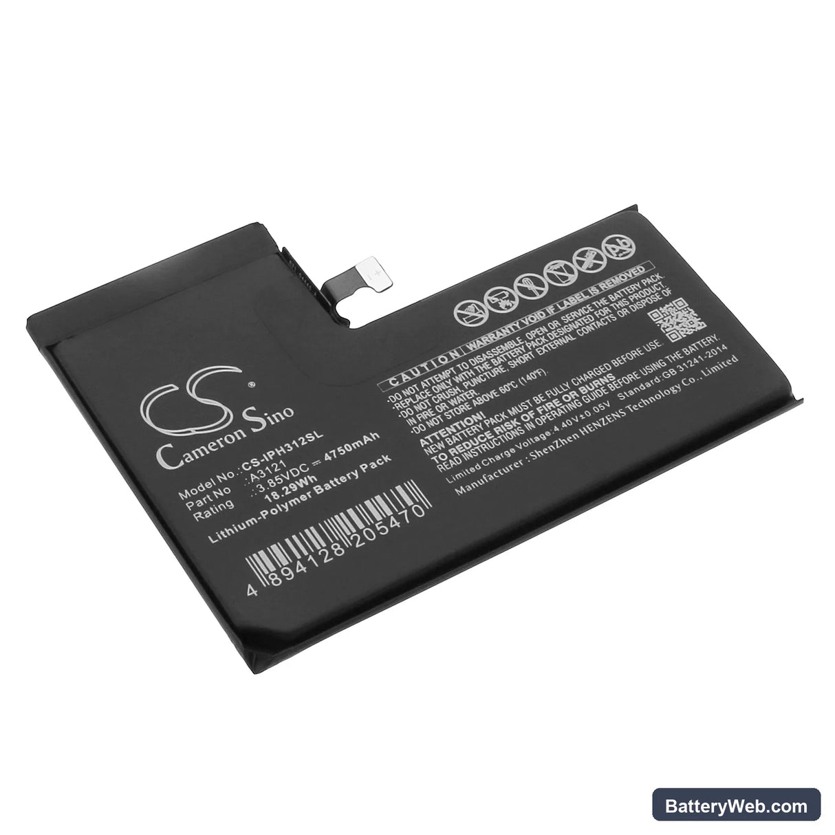 Apple A2849 Replacement Battery, 3.85V, 4750mAh, Li-Polymer 1
