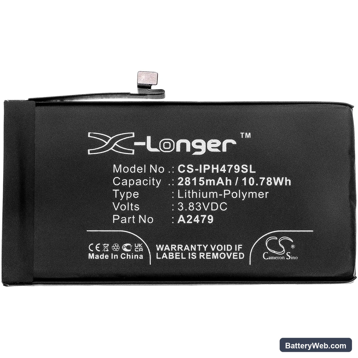 Apple iPhone 12 Replacement Battery, 3.83V, 2815mAh, Li-Polymer 3