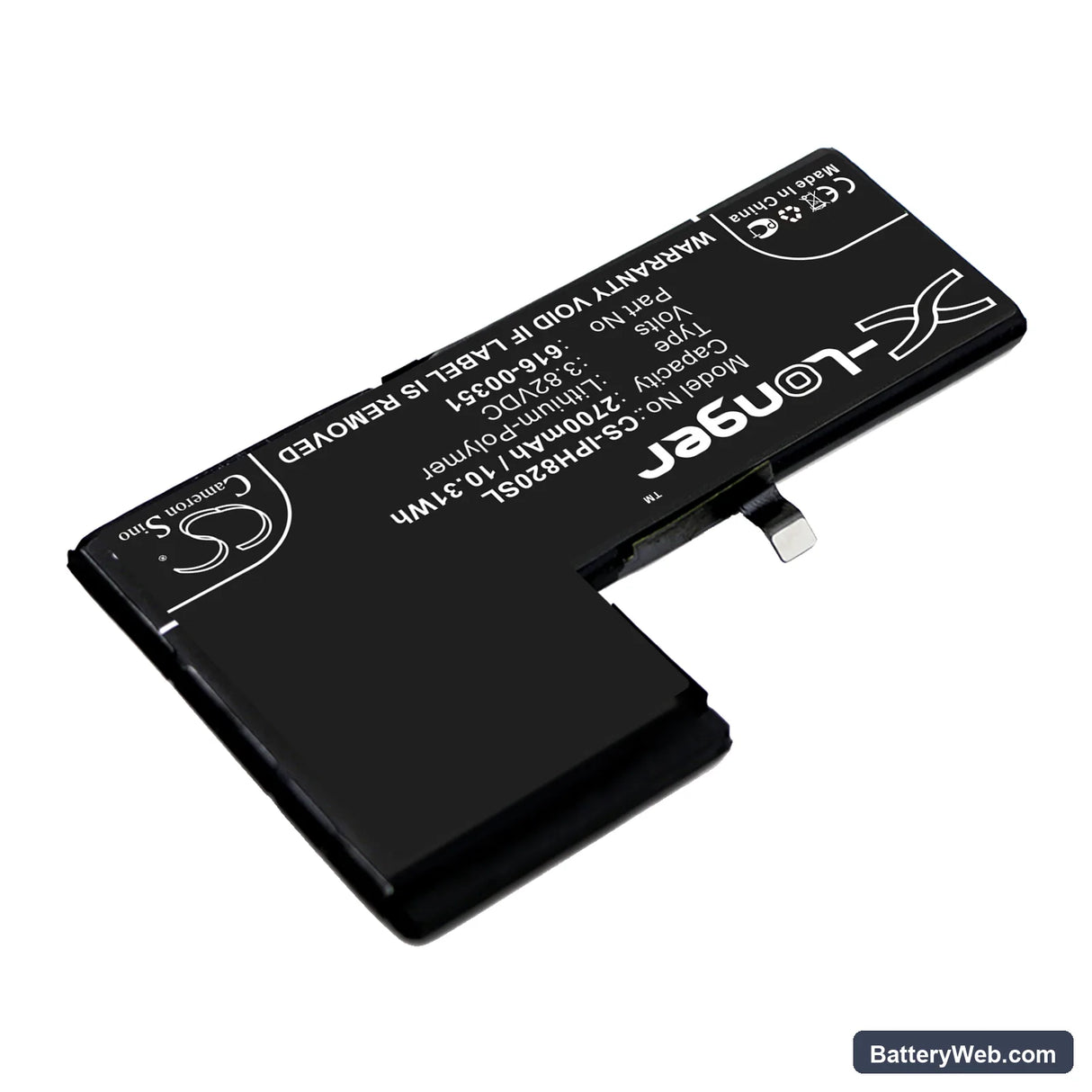 Apple iPhone X Replacement Battery, 3.82V, 2700mAh, Li-Polymer 2