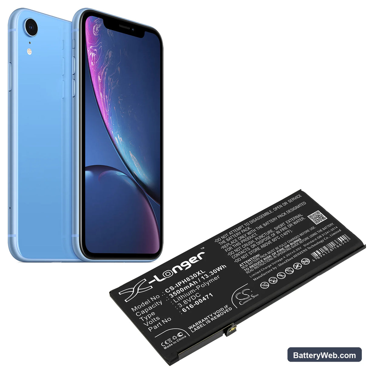 Apple iPhone XR Replacement Battery, 3.8V, 3500mAh, Li-Polymer 5