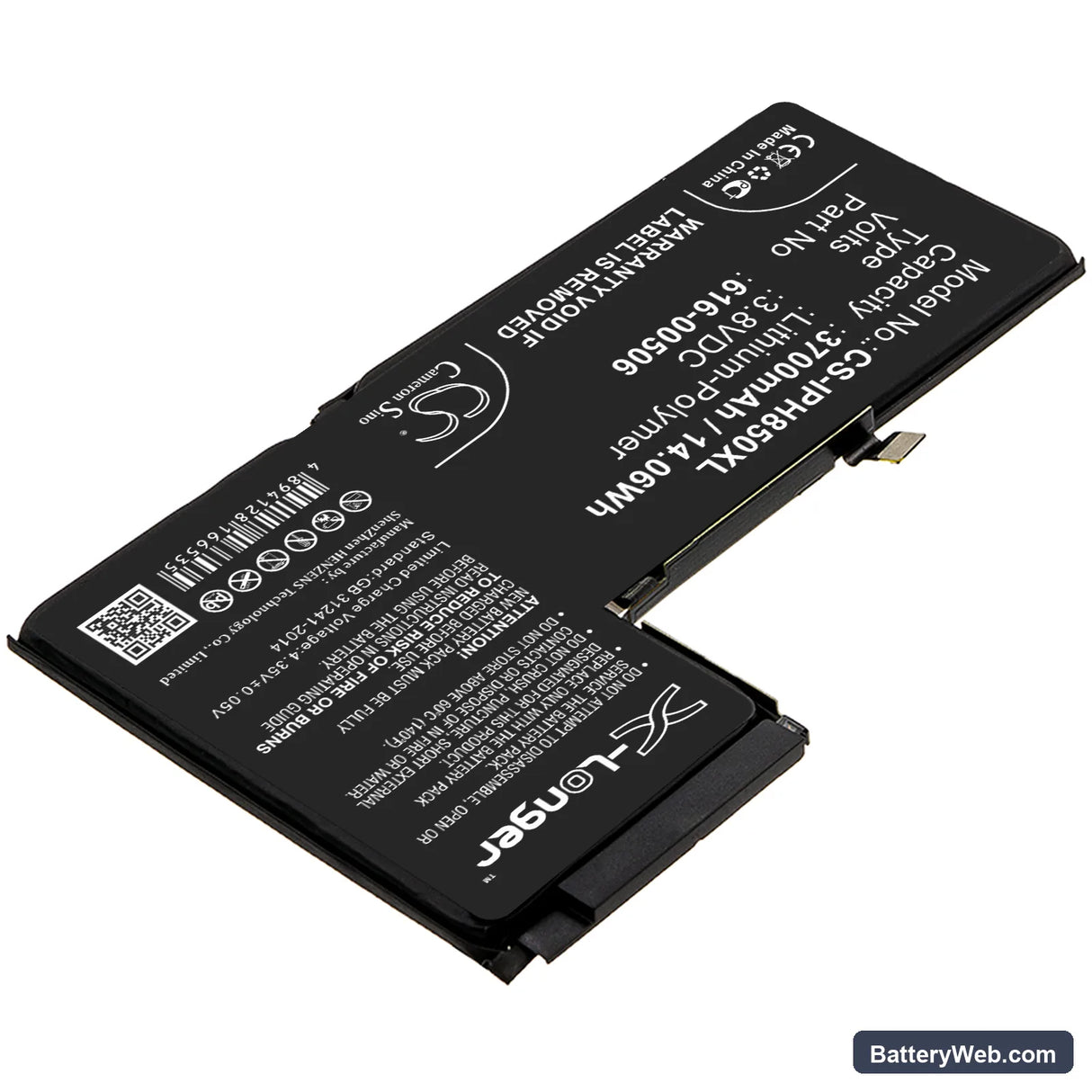 Apple iPhone Xs Max Replacement Battery, 3.8V, 3700mAh, Li-Polymer 2
