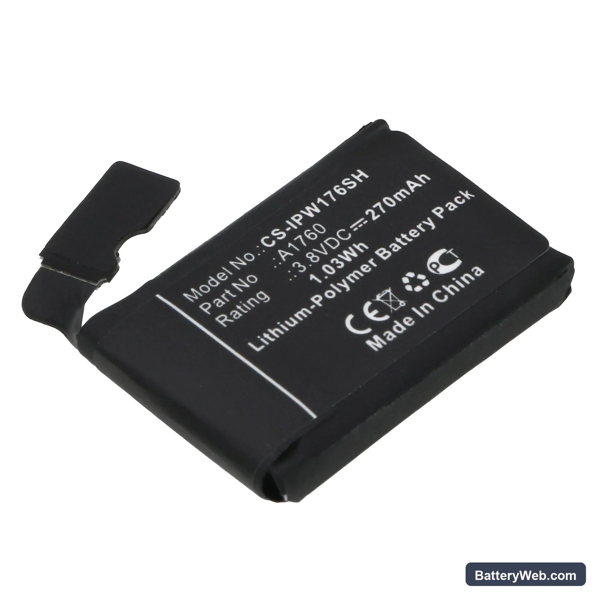 Apple MNNN2LL/A Replacement Battery, 3.8V, 270mAh, Li-Polymer 1