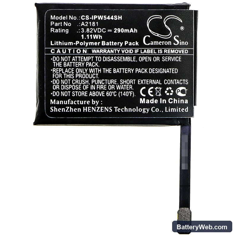 Apple Watch Series 5 44mm Replacement Battery, 3.82V, 290mAh, Li-Polymer 3