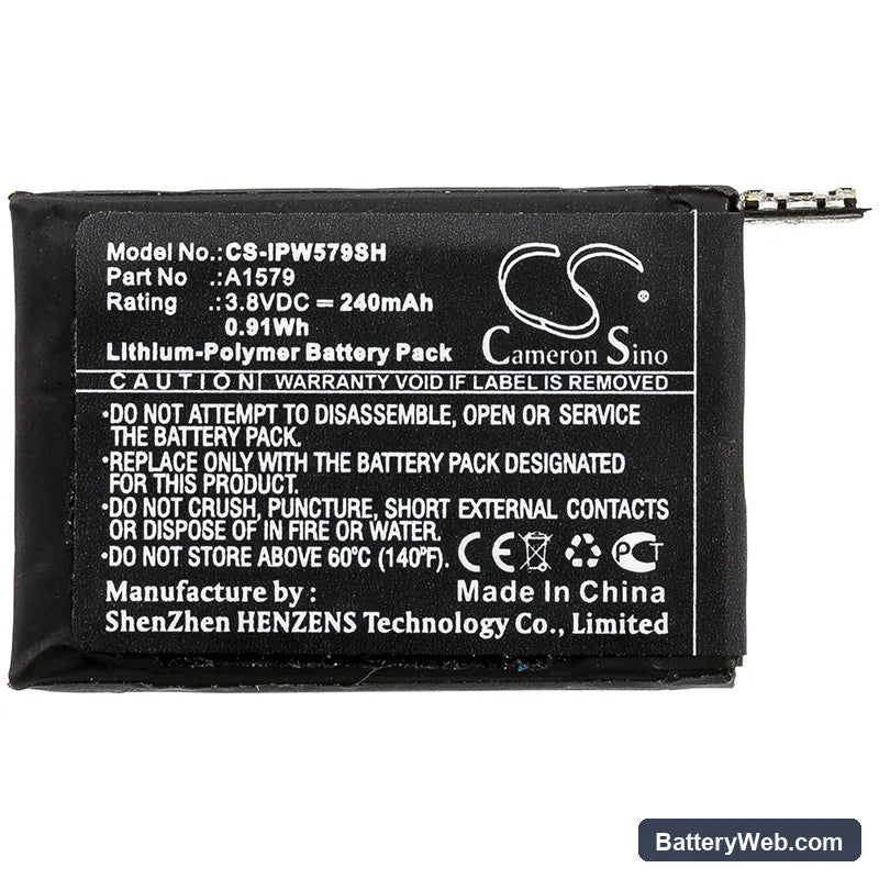 Apple iWach 1 42mm Replacement Battery, 3.8V, 240mAh, Li-Polymer 3