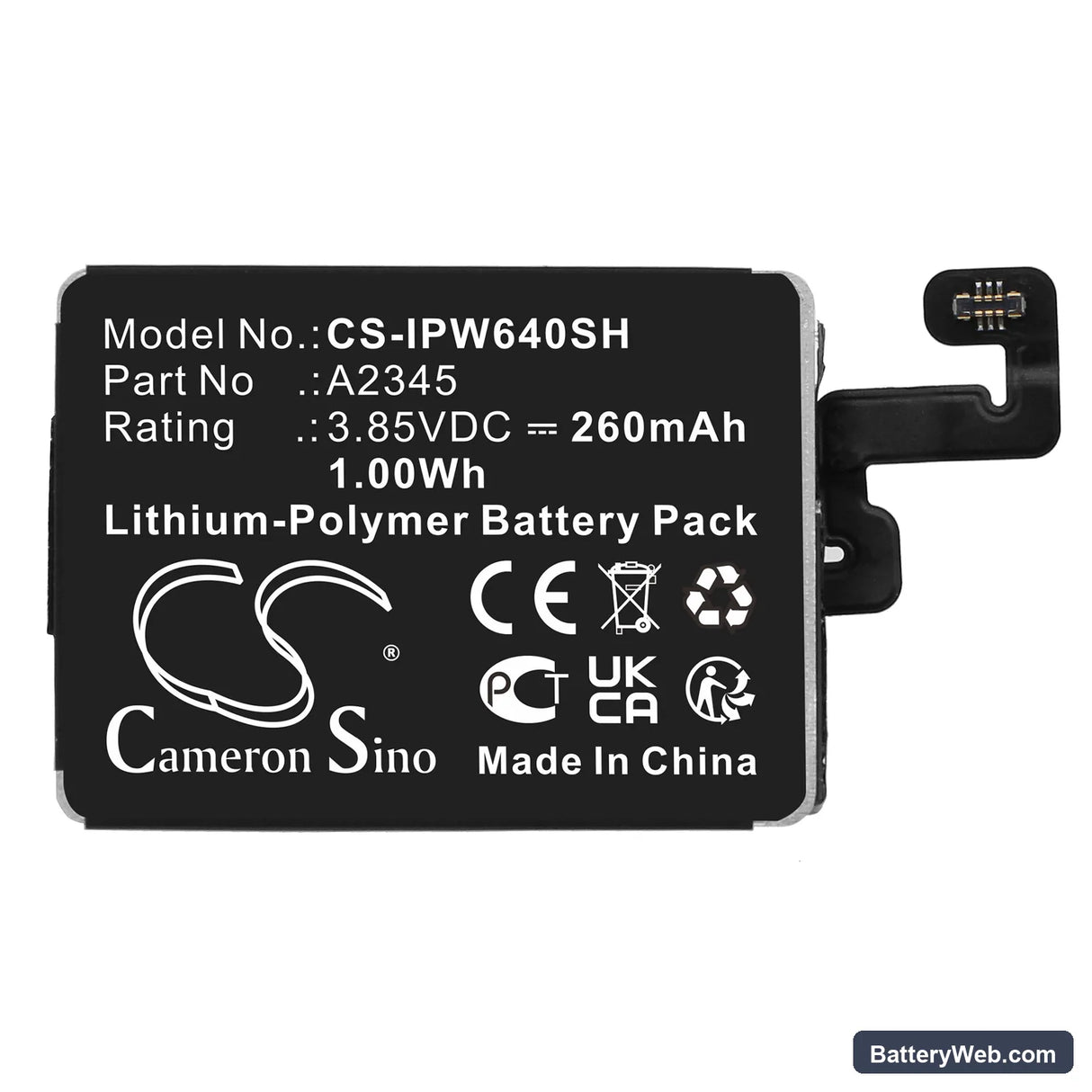 Apple Watch Series S6 40mm Replacement Battery, 3.85V, 260mAh, Li-Polymer 3