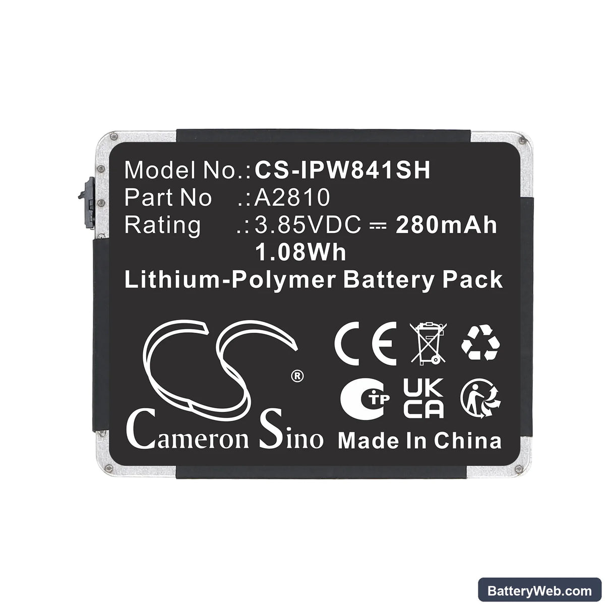 Apple A2770 Replacement Battery, 3.85V, 280mAh, Li-Polymer 5