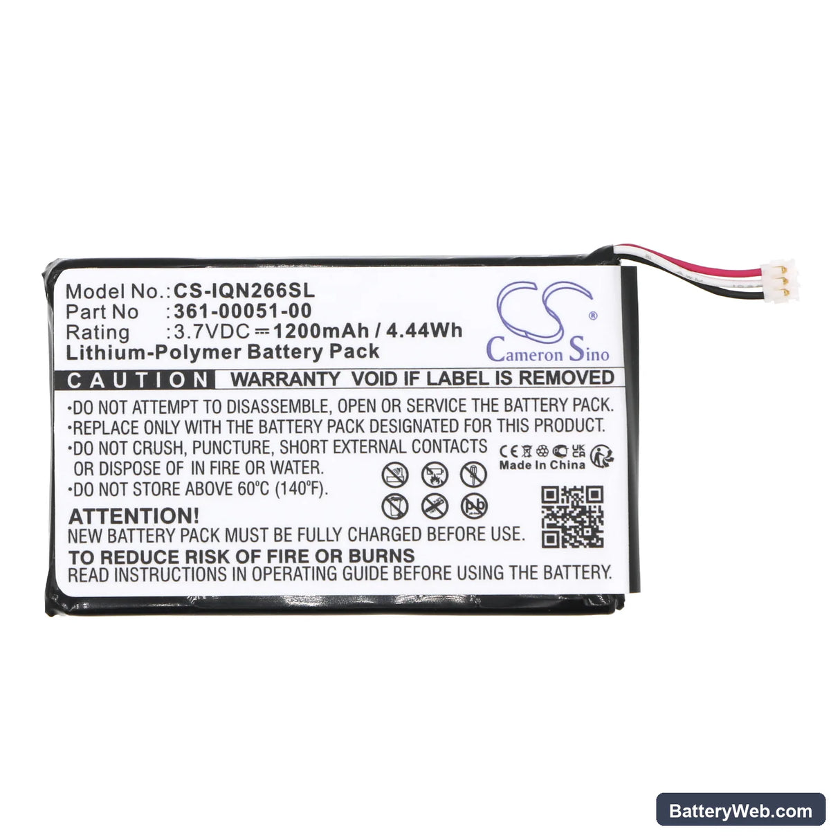 Garmin Nuvi 2660LMT Replacement Battery, 3.7V, 1200mAh, Li-Polymer 3