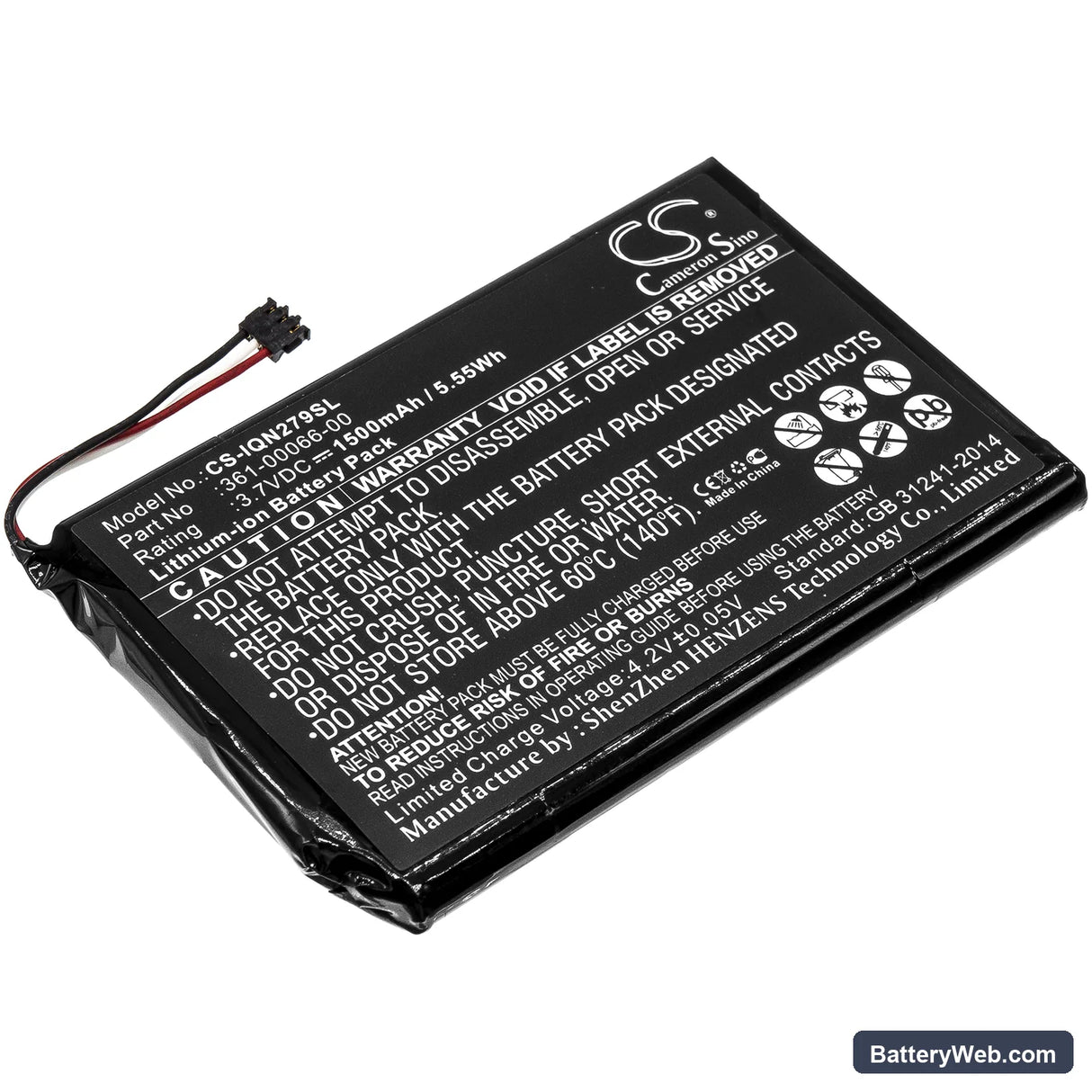 Garmin Nuvi 2797 Replacement Battery, 3.7V, 1500mAh, Li-ion 1