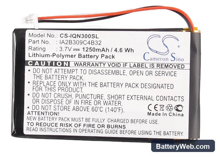Garmin Nuvi 300 Replacement Battery, 3.7V, 1250mAh, Li-Polymer 5