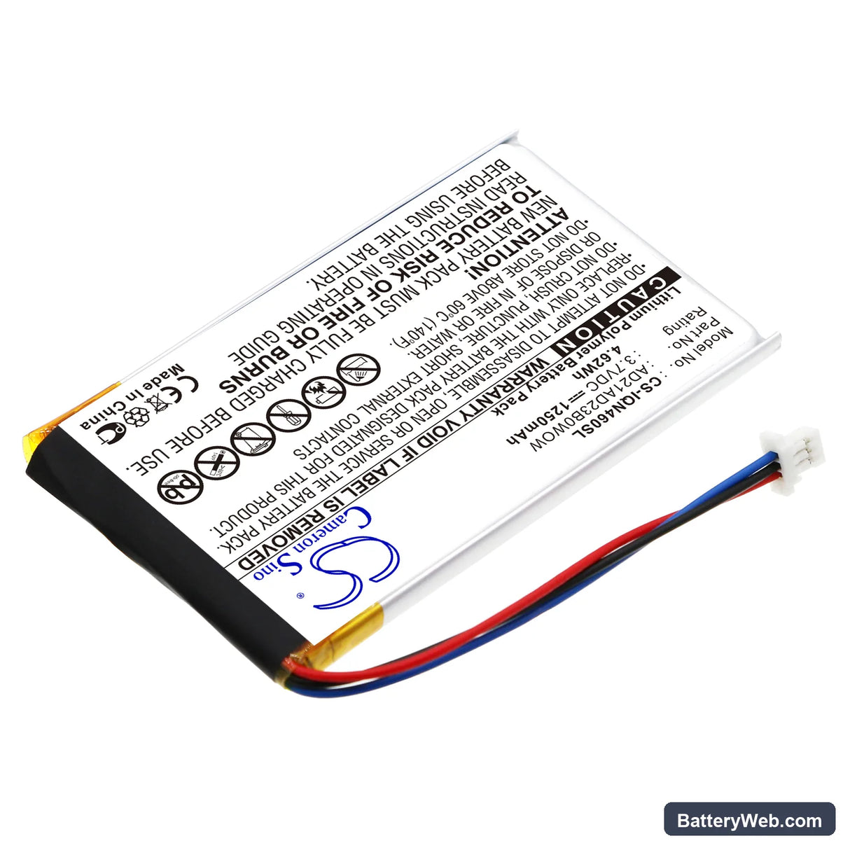 Garmin Nuvi 465 Replacement Battery, 3.7V, 1250mAh, Li-Polymer 2