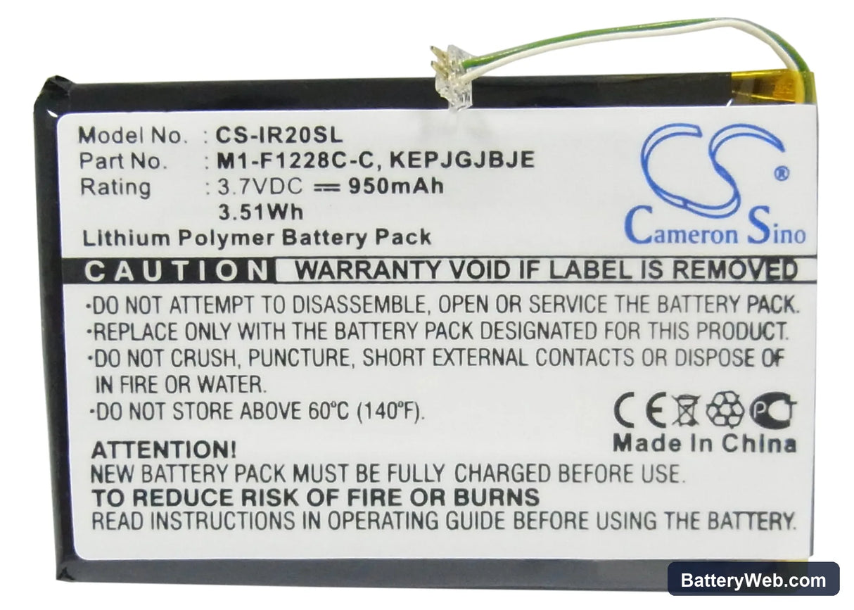 iRiver Clix Plus Replacement Battery, 3.7V, 950mAh, Li-Polymer 5