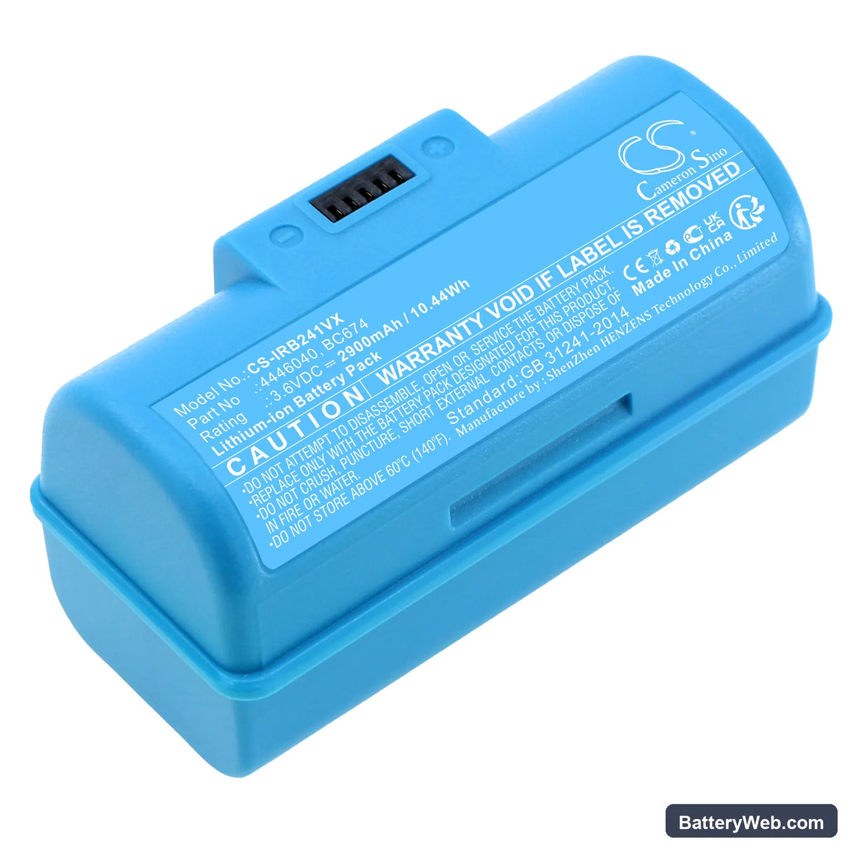 iRobot Braava Jet 240 Replacement Battery, 3.6V, 2900mAh, Li-ion 1