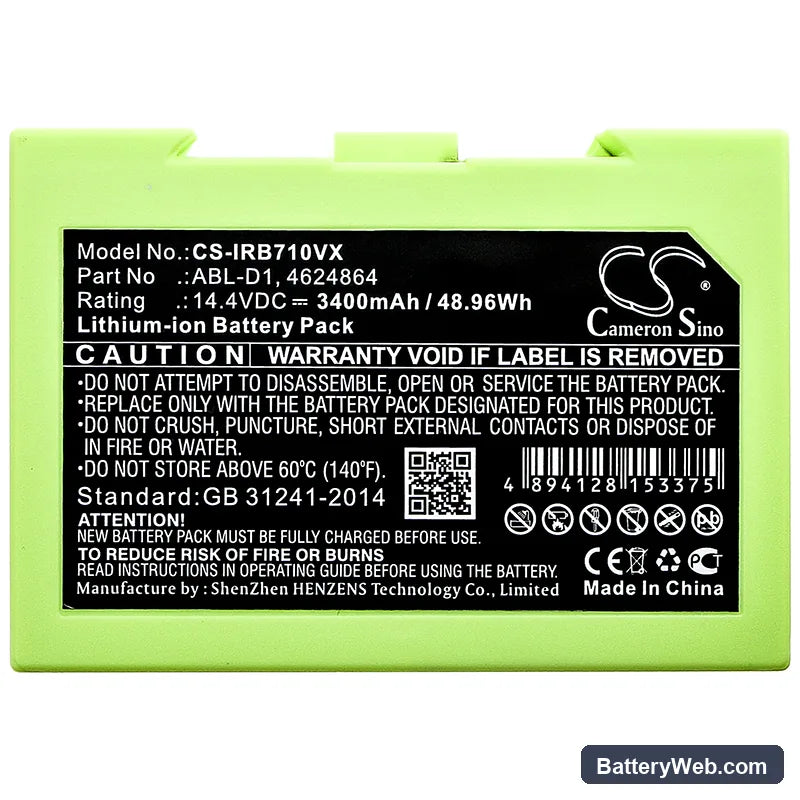 iRobot Roomba i7 Replacement Battery, 14.4V, 3400mAh, Li-ion 5