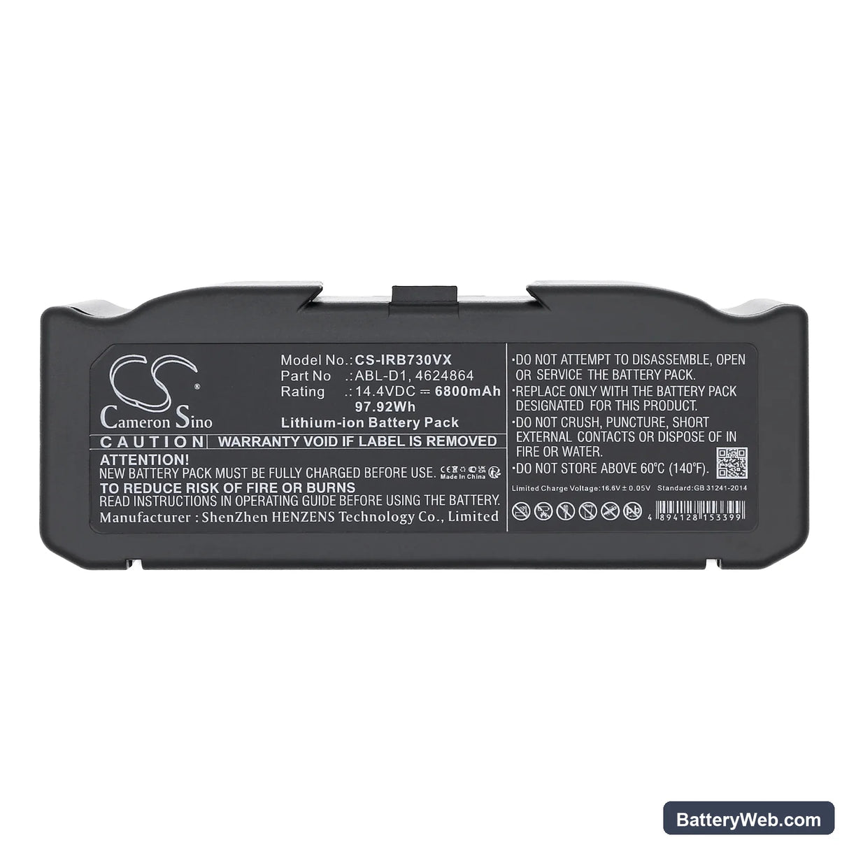 iRobot Roomba i7 Replacement Battery, 14.4V, 5200mAh, Li-ion 7