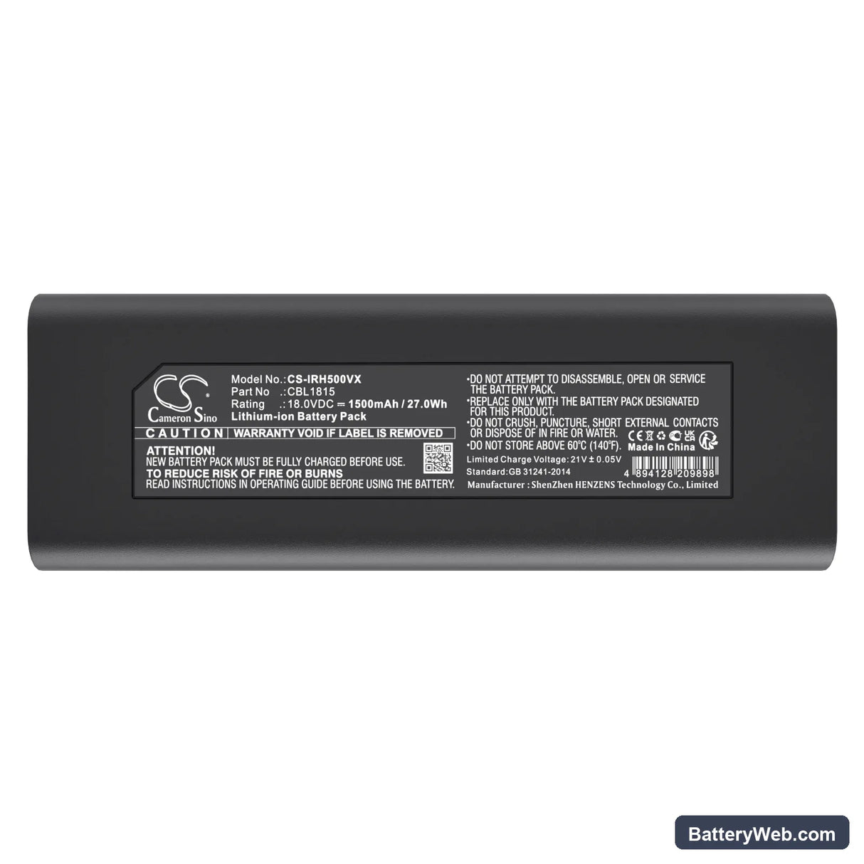 Iris Ohyama KIC-SLDCP5 Replacement Battery, 18V, 1500mAh, Li-ion 5