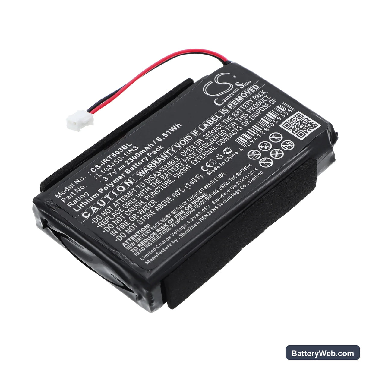 Intermec 600 Replacement Battery, 3.7V, 2300mAh, Li-Polymer 1