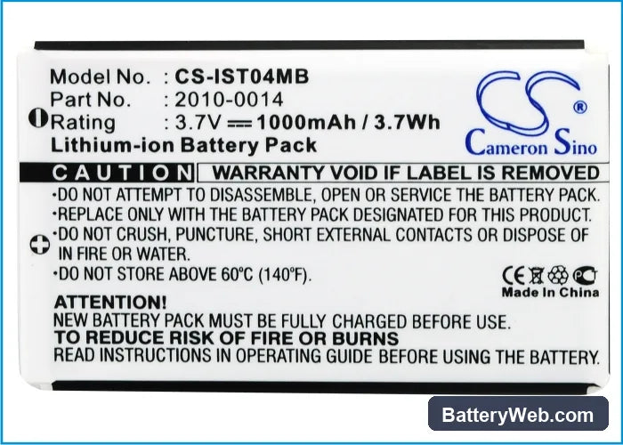 IRIS ST4ex Replacement Battery, 3.7V, 1000mAh, Li-ion 5