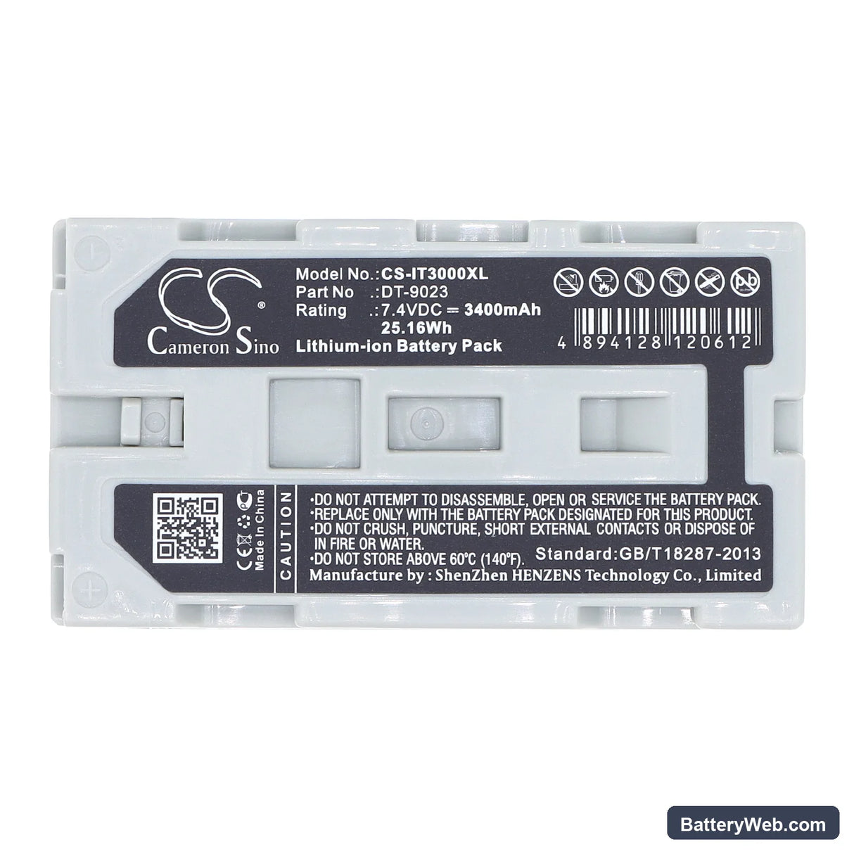 Casio IT3000 Replacement Battery, 7.4V, 3400mAh, Li-ion 5
