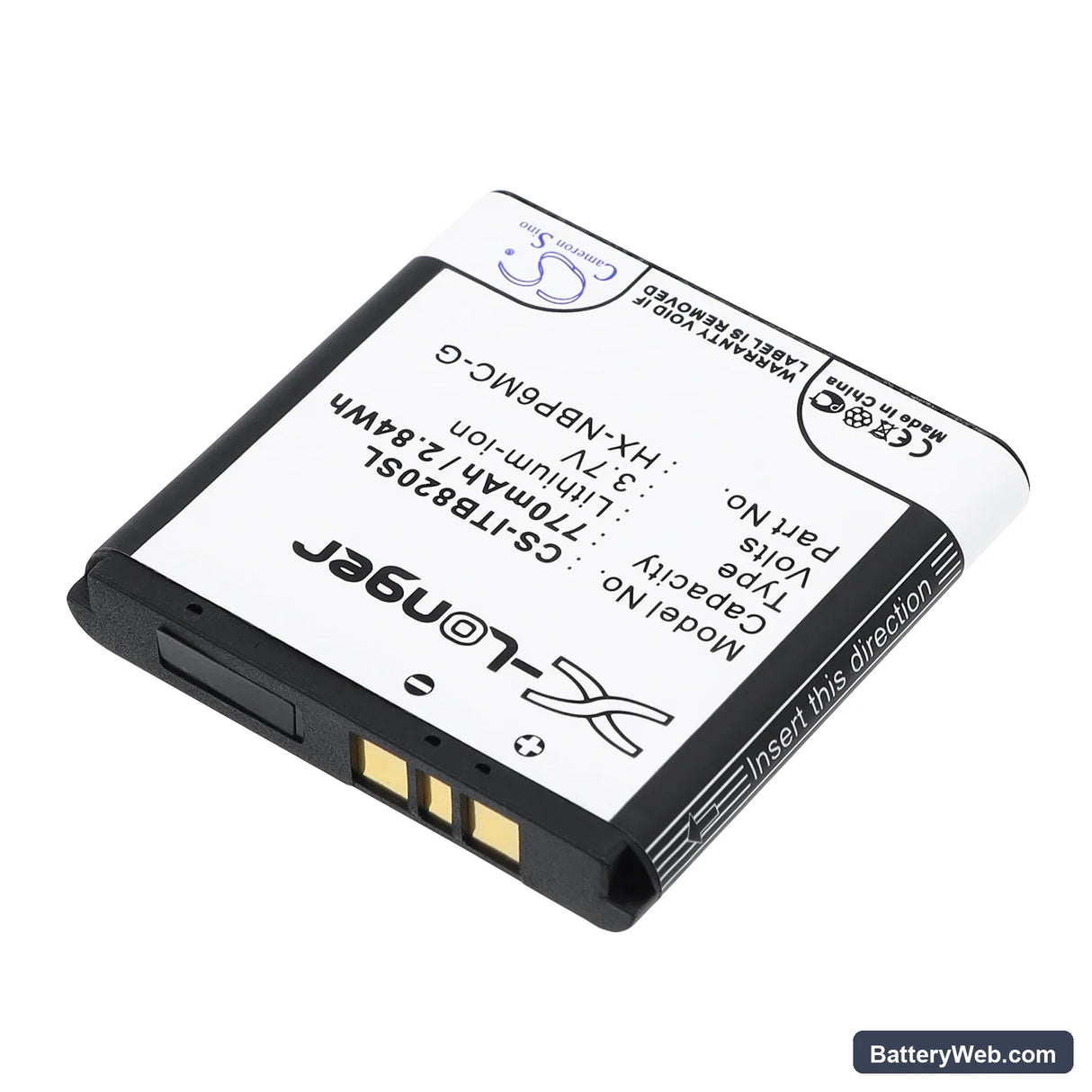 i-Blue 820 Replacement Battery, 3.7V, 770mAh, Li-ion 2